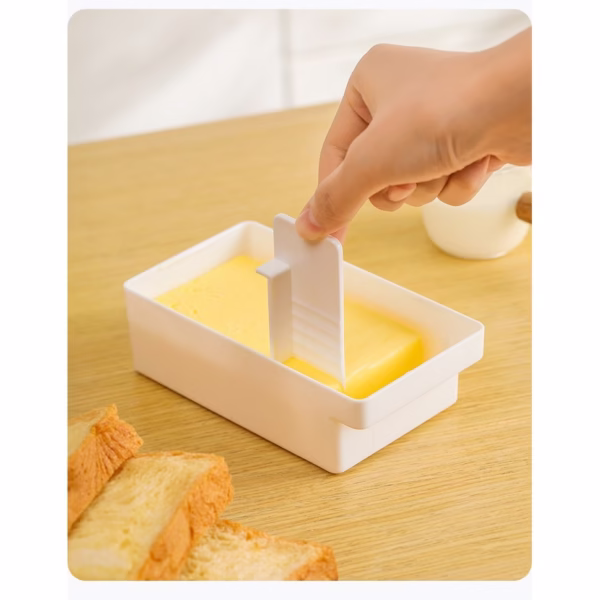 Cutie de Unt, Flippy, cu Capac, Multifunctionala, cu Spatula Portionare, 15.9  x 8.8 x 4.9 cm, Alb - imagine 3