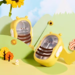 Cutie pentru Pranz, Flippy, din PP si Otel Inoxidabil, Model Albina, 2 Compartimente, 301-500 ml, Galben - imagine 4
