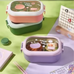 Cutie pentru Pranz sau Gustari, Flippy, cu Doua Compartimente, pentru Copii si Adulti, Etansare, PP, Perfect pentru Scoala si Birou, 1000 mL, 22.5x14.5x8 cm, Roz - imagine 7
