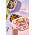 Cutie pentru Pranz sau Gustari, Flippy, cu Doua Compartimente, pentru Copii si Adulti, Etansare, PP, Perfect pentru Scoala si Birou, 1000 mL, 22.5x14.5x8 cm, Roz - imagine 8