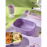 Cutie pentru Pranz sau Gustari, Flippy, cu Doua Compartimente, pentru Copii si Adulti, Etansare, PP, Perfect pentru Scoala si Birou, 1000 mL, 22.5x14.5x8 cm, Mov - imagine 10