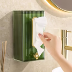 Cutie suport servetele eleganta Flippy, cu montare pe perete sau dulap, material plastic dur, 21.3 x 8.7 x 12 cm, verde - imagine 4