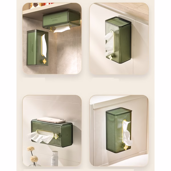 Cutie suport servetele eleganta Flippy, cu montare pe perete sau dulap, material plastic dur, 21.3 x 8.7 x 12 cm, verde - imagine 20