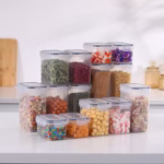 Cutii de depozitare alimente, Flippy, Set din 14 Cutii pentru Condimente, Cereale, Cutii pentru Bucatarie, din Plastic PP, Cutii Alimentare, Diferite Dimensiuni, Transparente - imagine 4