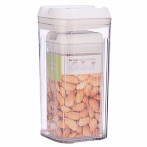 Cutii de depozitare Alimente, Flippy, Set din 2 Cutii pentru Bucatarie, Cutii pentru Condimente, din PET ABS Silicon, 12.5 x 12.5 x 26 cm, 839 g, 2.5L Transparent Alb