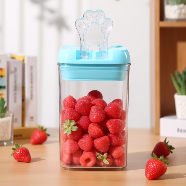 Set 5 Cutii de Depozitare Alimente, Flippy, 1 x 500ml, 2 x 800ml, 1 x 1200ml, 1 x 1900ml, Capac Albastru, din PP+PET, Inchidere Ermetica, Transparent - imagine 6