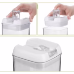 Cutii de Depozitare Alimente, Flippy, set din 5 Cutii pentru Condimente, Volumetrie 0.5l, 0.8l, 1.2l, 1.9l, Transparente cu Capac Alb - imagine 3