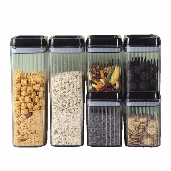 cutii-de-depozitare-alimente-flippy-set-din-6-cutii-de-tip-container-recipiente-pentru-cereale-in-bu-main-68160053a1434 Set 6 Recipiente din Plastic, Flippy, pentru Alimente/Obiecte, Inchidere Ermetica, Textura Ondulata, 4 x 1.5l, 2 x 3.3l, Transparent - imagine 1