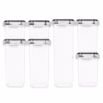 Cutii de depozitare alimente, Flippy, Set din 7 Cutii pentru Condimente, Cereale, Cutii pentru Bucatarie, din Plastic PP, Cutii Alimentare, Diferite Dimensiuni, Transparente - imagine 3