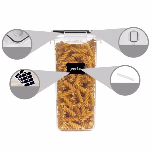 Cutii de depozitare alimente, Flippy, Set din 7 Cutii pentru Condimente, Cereale, Cutii pentru Bucatarie, din Plastic PP, Cutii Alimentare, Diferite Dimensiuni, Transparente - imagine 4