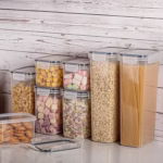 Cutii de depozitare alimente, Flippy, Set din 8 Cutii pentru Condimente, Cereale, Cutii pentru Bucatarie, din Plastic PP, Cutii Alimentare, Diferite Dimensiuni, Transparente - imagine 5