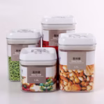 Cuutii de Depozitare Alimente, Flippy, Set din 4 Cutii pentru Condimente in Bucatarie, Cutii de tip Container, Diferite Dimensiuni, cu Capac Ermetic, din Plastic PP, Transparent - imagine 2