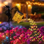 Decor Ornament pentru Gradina, Flippy, Decoratiune pentru Gradina, Model Zana cu Stropitoare, Lumini LED Alb Cald, Inaltime 63 cm, Negru - imagine 3