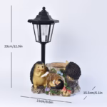 Lampa Solara Decorativa pentru Gradina, Flippy, Decoratiune pentru Gradina cu Lumini LED, Dimensiuni aprox 33 x 22 x 15.5 cm, Incarcare solara, Model 3 Arici, Negru - imagine 2