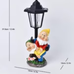 Lampa Solara Decorativa pentru Gradina, Flippy, Decoratiune pentru Gradina cu Lumini LED, Dimensiuni aprox 31.5 x 12 x 13 cm, Incarcare solara, Model 2 Spiridusi, Negru - imagine 3