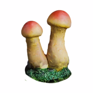Decoratiune Ornament pentru Ghiveci, Flippy, Decoratiune pentru Gradina, Model 2 Ciuperci Rosii cu Tulpina Galbena, 3 x 4.4 cm, Galben