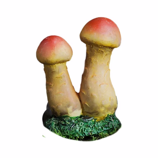 Decoratiune Ornament pentru Ghiveci, Flippy, Decoratiune pentru Gradina, Model 2 Ciuperci Rosii cu Tulpina Galbena, 3 x 4.4 cm, Galben - imagine 1