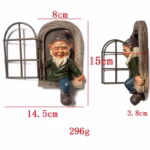Decoratiune pentru Gradina, Flippy, Model Elf pentru Pom, Statuie pentru Gradina din Rasina, Decor pentru Gradina, Elf, 14.5 x 8 x 15 cm, Maro - imagine 5