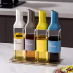 Dispenser pentru Ulei, Flippy, Deschidere si Inchidere Automata a Rezervorul, cu Inductie Gravitationala, 500 ml, 29.5x6x6 cm, Albastru - imagine 2
