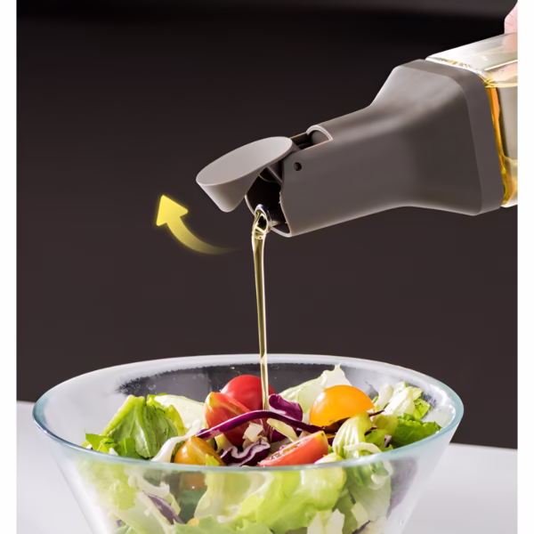 Dispenser pentru Ulei, Flippy, Deschidere si Inchidere Automata a Rezervorul, cu Inductie Gravitationala, 500 ml, 29.5x6x6 cm, Gri - imagine 4