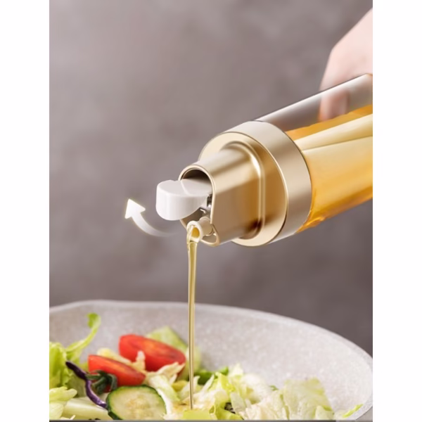 Dispenser pentru Ulei, Flippy, Deschidere si Inchidere Automata a Rezervorul, cu Inductie Gravitationala, 500 ml, 26.1x6.2x6.2cm, Gri - imagine 4
