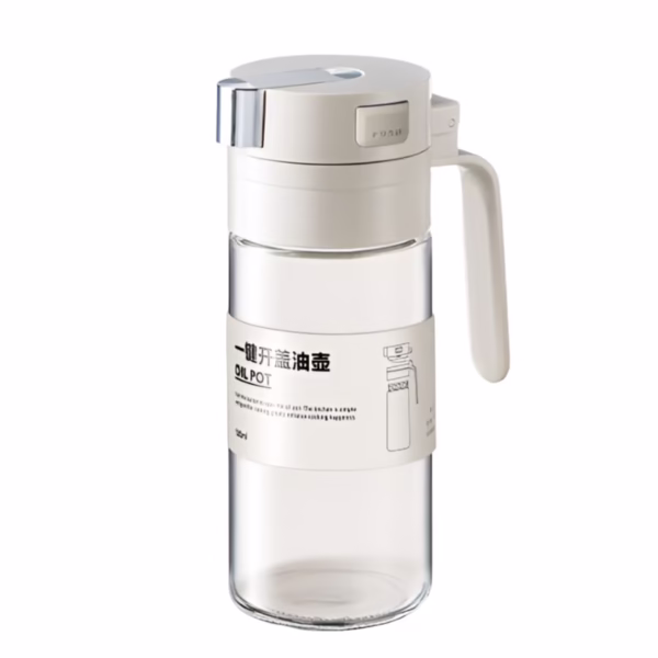 Dispenser pentru Ulei, Flippy, Deschidere si Inchidere Automata a Rezervorul, cu Inductie Gravitationala, 550 ml, 12x7.6x20.5 cm, Alb - imagine 1