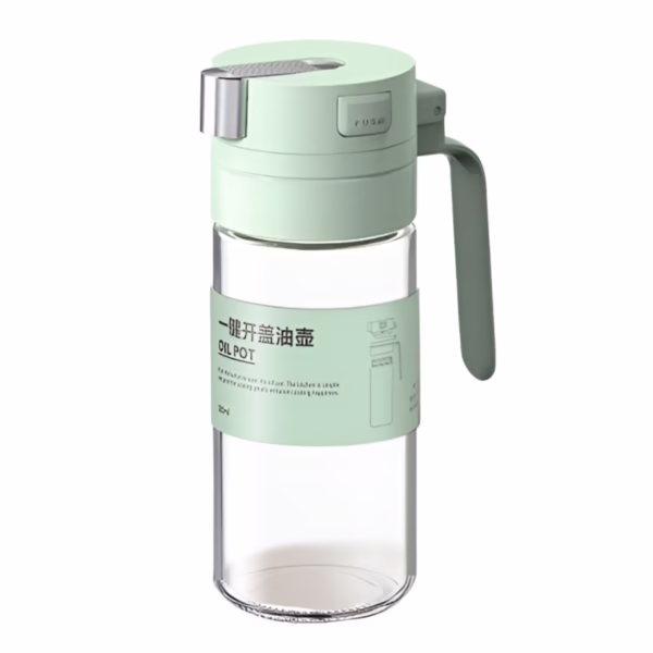 Dispenser pentru Ulei, Flippy, Deschidere si Inchidere Automata a Rezervorul, cu Inductie Gravitationala, 550 ml, 12x7.6x20.5 cm, Verde - imagine 1