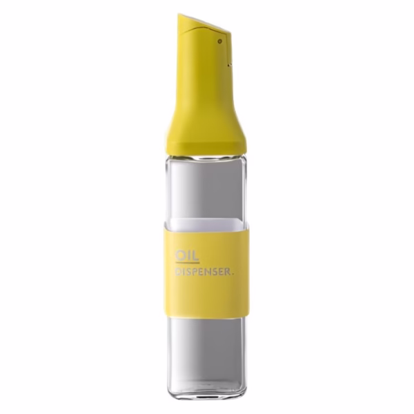 Dispenser pentru Ulei, Flippy, Deschidere si Inchidere Automata a Rezervorul, cu Inductie Gravitationala, 500 ml, 29.5x6x6 cm, Galben - imagine 1