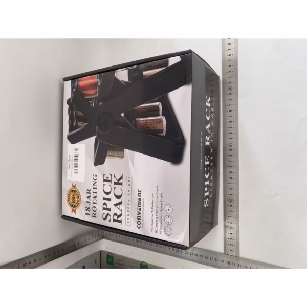 Suport Pentru Condimente Rotativ, Flippy, Multifunctional, Pivotant 360°, Portabil, Usor de Montat, 34x23 cm, ABS/Sticla, Negru - imagine 2