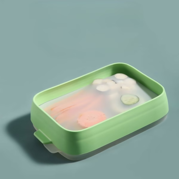 Recipient de Depozitare Alimente, Flippy, Etans, pentru Frigider, din Plastic, Mentinere Proaspata, Reutilizabil, Rezistent la Temperaturi Extreme, 22x14.7x5 cm, Verde - imagine 2