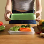 Recipient de Depozitare Alimente, Flippy, Etans, pentru Frigider, din Plastic, Mentinere Proaspata, Reutilizabil, Rezistent la Temperaturi Extreme, 22x14.7x5 cm, Verde - imagine 91