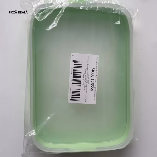 Recipient de Depozitare Alimente, Flippy, Etans, pentru Frigider, din Plastic, Mentinere Proaspata, Reutilizabil, Rezistent la Temperaturi Extreme, 22x14.7x5 cm, Verde - imagine 5