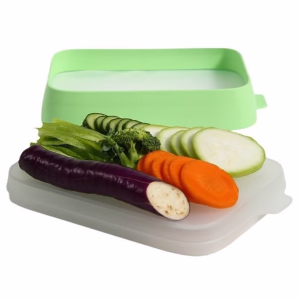 Recipient de Depozitare Alimente, Flippy, Etans, pentru Frigider, din Plastic, Mentinere Proaspata, Reutilizabil, Rezistent la Temperaturi Extreme, 22x14.7x5 cm, Verde - imagine 7