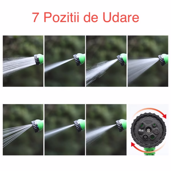 Furtun Portabil de Udare pentru Gradina, Flippy, pentru Gradina Uz Casnic, cu Duza de udare, 7 pozitii de Udare, Furtun 10 metri Lungime, Verde - imagine 2