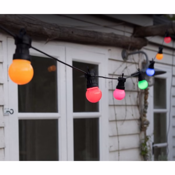 Ghirlanda Luminoasa, Flippy, fara Transformator, 10 m, 20 LED-uri Model Bulb, Interconectabila, IP65, Multicolor - imagine 1