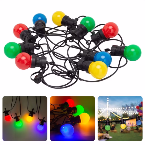 Ghirlanda Luminoasa, Flippy, fara Transformator, 10 m, 20 LED-uri Model Bulb, Interconectabila, IP65, Multicolor - imagine 3