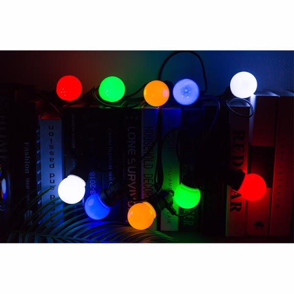 Ghirlanda Luminoasa, Flippy, fara Transformator, 10 m, 20 LED-uri Model Bulb, Interconectabila, IP65, Multicolor - imagine 5