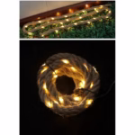 Instalatie Luminoasa, Flippy, cu Fir de Cupru, 2 m, 40 LED-uri, Model Sfoara de Canepa, cu Baterii, IP44, Alb Cald - imagine 2