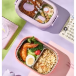 Cutie pentru Pranz sau Gustari, Flippy, cu Doua Compartimente, pentru Copii si Adulti, Etansare, PP, Perfect pentru Scoala si Birou, 1000 mL, 22.5x14.5x8 cm, Roz - imagine 6