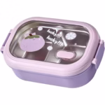 Cutie pentru Pranz sau Gustari, Flippy, cu Doua Compartimente, pentru Copii si Adulti, Etansare, PP, Perfect pentru Scoala si Birou, 1000 mL, 22.5x14.5x8 cm, Mov - imagine 5