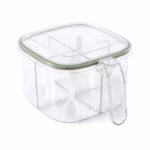 Cutie Depozitare Alimente, Flippy, din Plastic/Silicon, 20 x 10 x 10 cm, 5 Compartimente, Alb/Verde - imagine 5