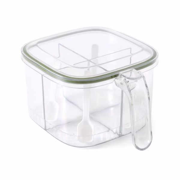 Cutie Depozitare Alimente, Flippy, din Plastic/Silicon, 20 x 10 x 10 cm, 5 Compartimente, Alb/Verde - imagine 5