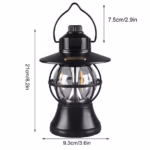 Lampă de Camping Retro Brico360, Felinar Vintage LED, Acumulator 1200mAh, Intensitate Reglabilă, 3 Moduri Lumină, Negru - imagine 4