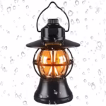 Lampă de Camping Retro Brico360, Felinar Vintage LED, Acumulator 1200mAh, Intensitate Reglabilă, 3 Moduri Lumină, Negru - imagine 5