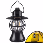 Lampă de Camping Retro Brico360, Felinar Vintage LED, Acumulator 1200mAh, Intensitate Reglabilă, 3 Moduri Lumină, Negru - imagine 7