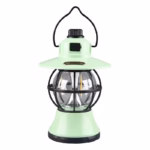 Lampă de Camping Retro Brico360, Felinar Vintage LED, Acumulator 1200mAh, Intensitate Reglabilă, 3 Moduri Lumină, Mint