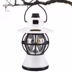 Lampă de Camping Retro Brico360, Felinar Vintage LED, Acumulator 1200mAh, Intensitate Reglabilă, 3 Moduri Lumină, Alb - imagine 2