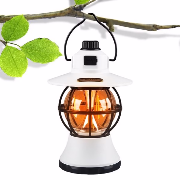 Lampă de Camping Retro Brico360, Felinar Vintage LED, Acumulator 1200mAh, Intensitate Reglabilă, 3 Moduri Lumină, Alb - imagine 5