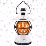 Lampă de Camping Retro Brico360, Felinar Vintage LED, Acumulator 1200mAh, Intensitate Reglabilă, 3 Moduri Lumină, Alb - imagine 6