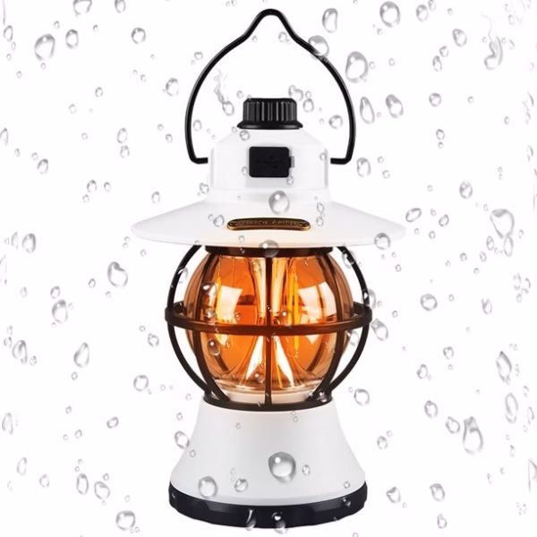 Lampă de Camping Retro Brico360, Felinar Vintage LED, Acumulator 1200mAh, Intensitate Reglabilă, 3 Moduri Lumină, Alb - imagine 6